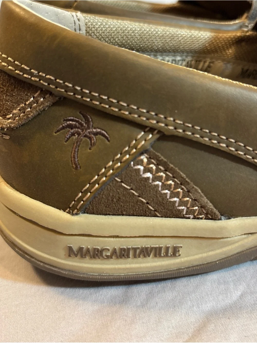 Margaritaville Men's Olive-Brown Slip-On Moccasins